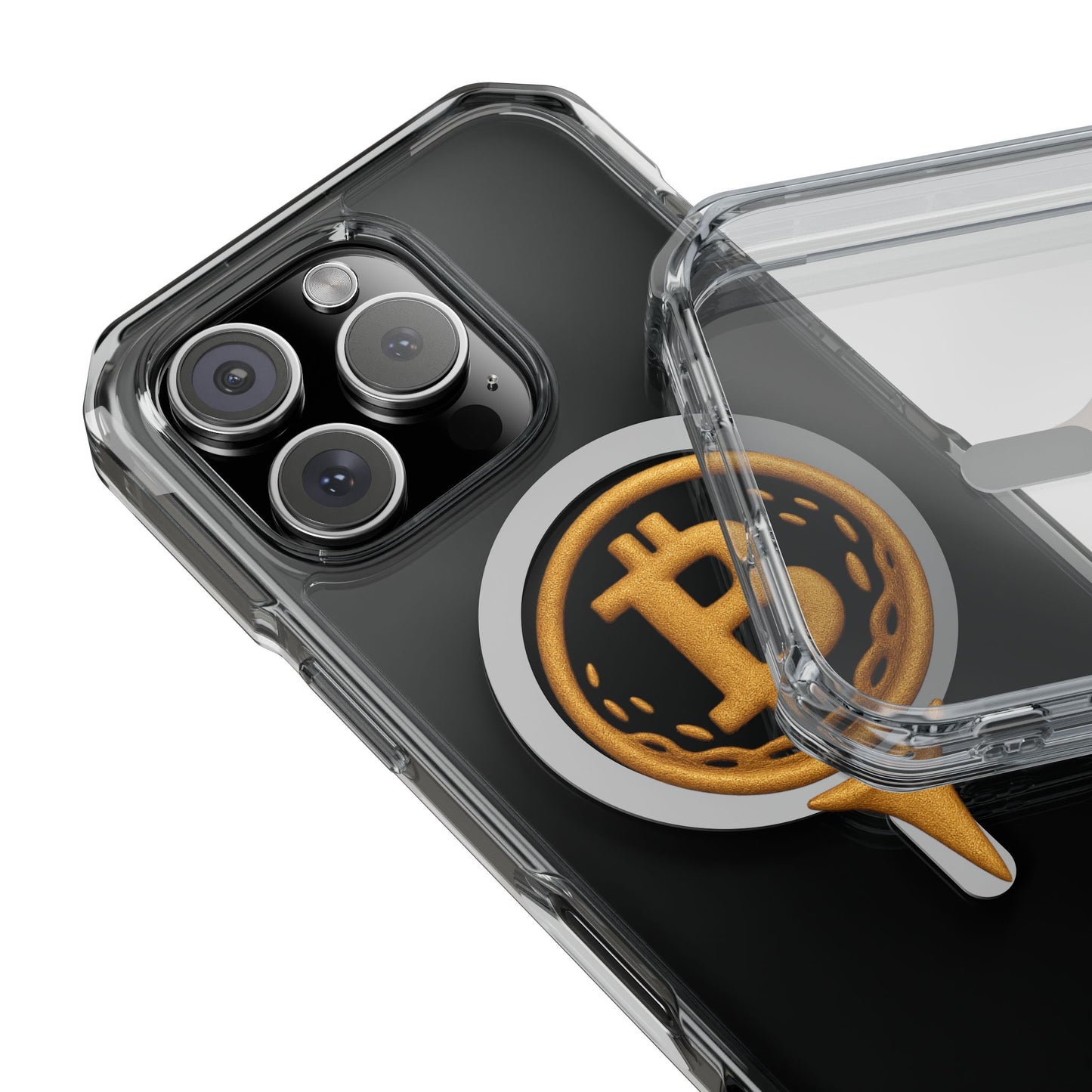 Bitcoin Magnetic Clear Impact Case for iPhone, Cryptocurrency Phone Cover, Tech Lovers