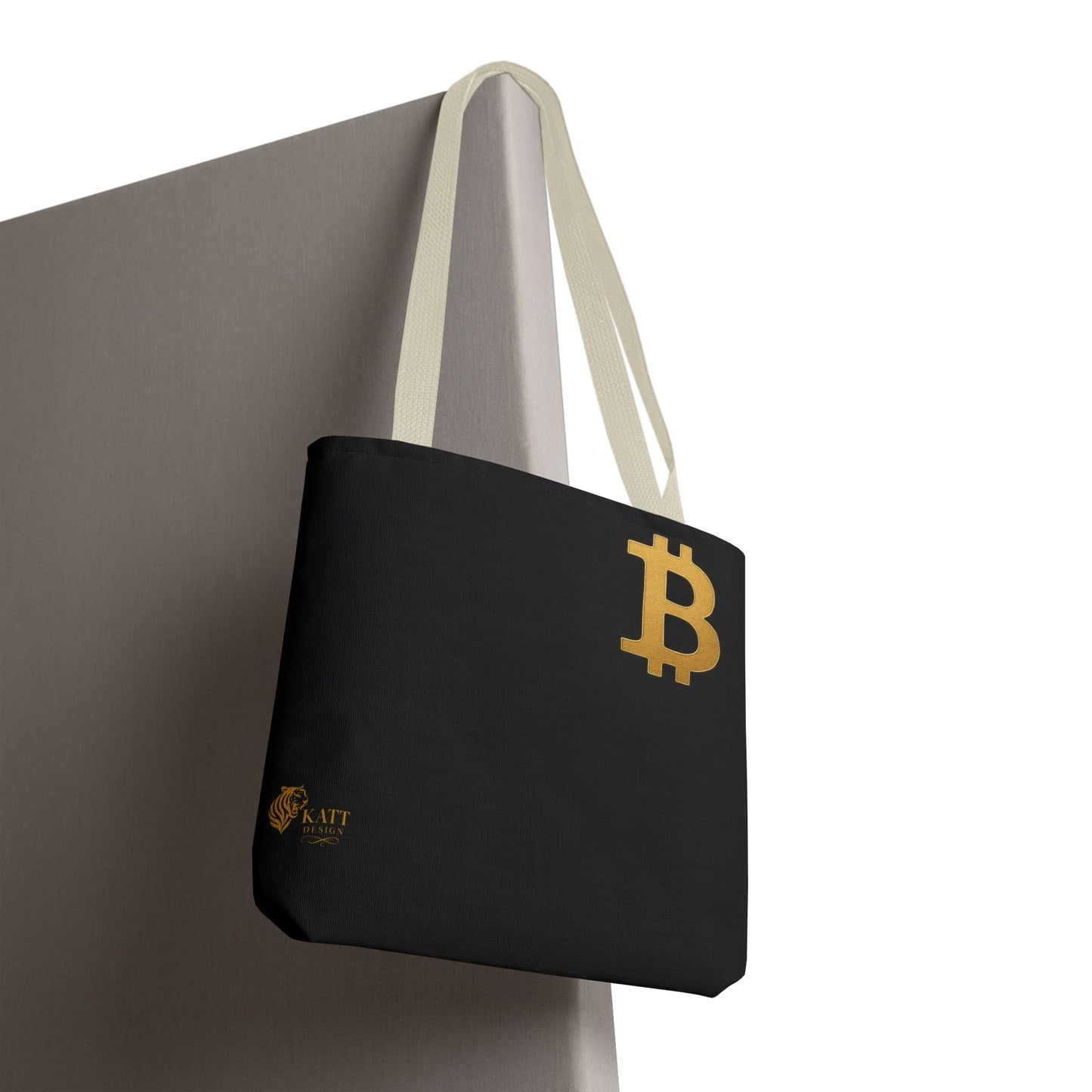 KATT Design, LLC - Cryptocurrency Tote Bag, Bitcoin, Eco-Friendly, Stylish Networker, AOP Design, Perfect for Tech Lovers