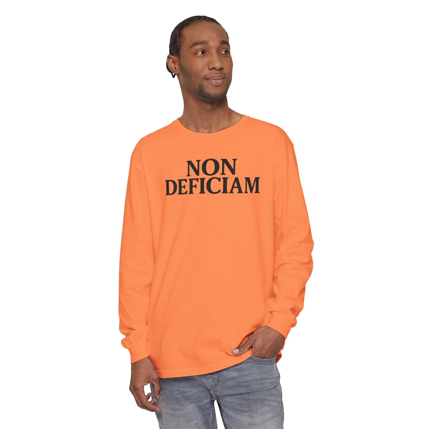 Non Deficiam; Latin "I Will Not Fail" Long Sleeve T-Shirt for Trendsetters, Men's Fashion Tee, Crypto Enthusiasts, Casual Wear, Statement Shirt
