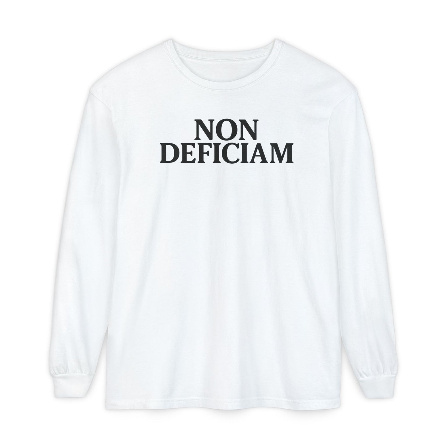 Non Deficiam; Latin "I Will Not Fail" Long Sleeve T-Shirt for Trendsetters, Men's Fashion Tee, Crypto Enthusiasts, Casual Wear, Statement Shirt