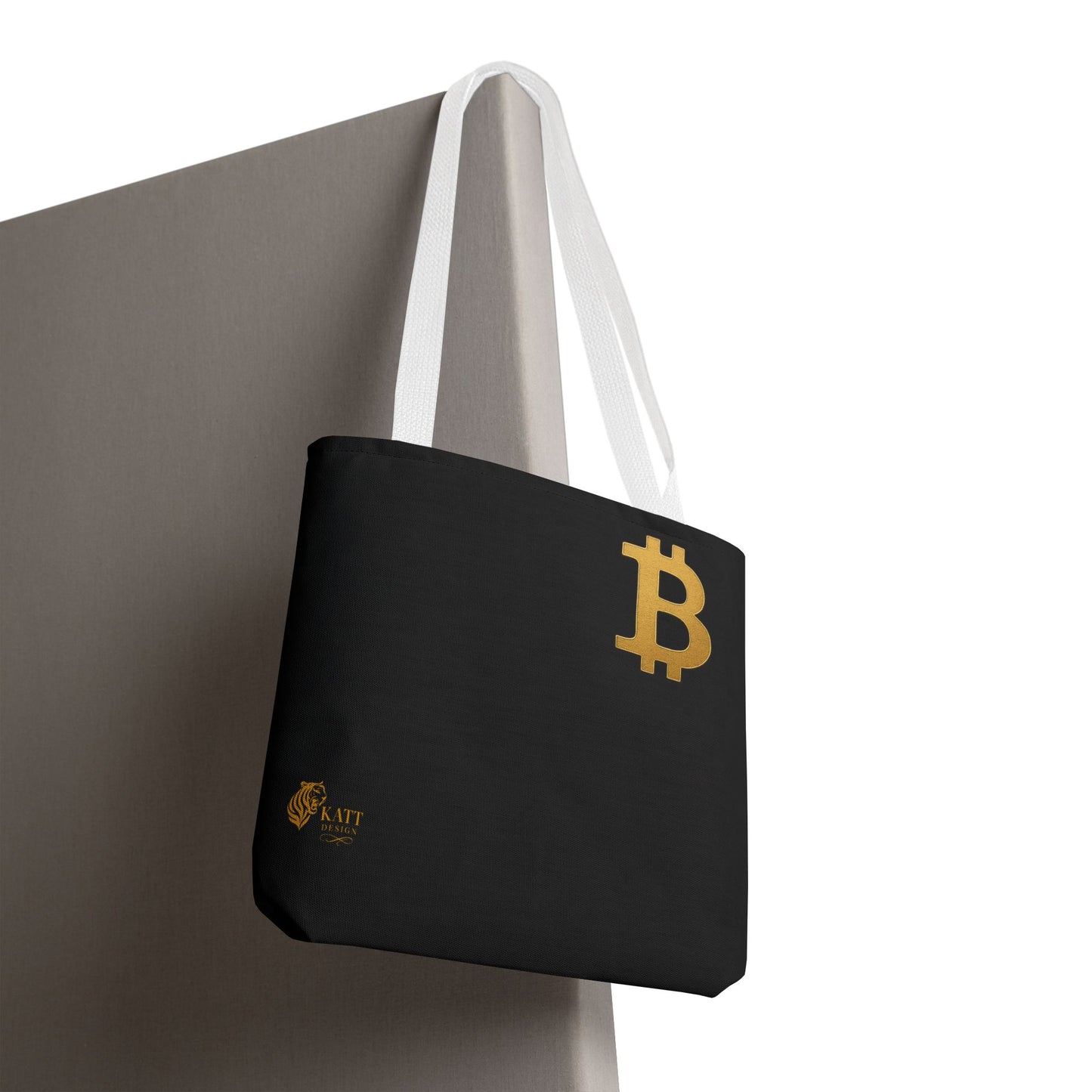 KATT Design, LLC - Cryptocurrency Tote Bag, Bitcoin, Eco-Friendly, Stylish Networker, AOP Design, Perfect for Tech Lovers