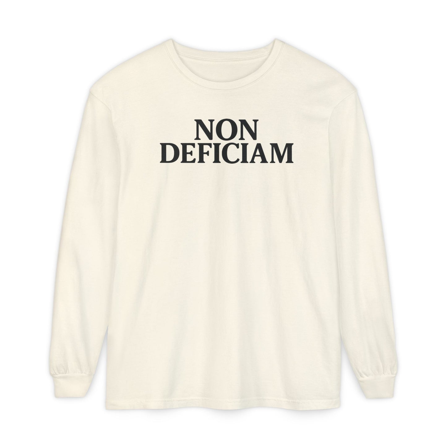 Non Deficiam; Latin "I Will Not Fail" Long Sleeve T-Shirt for Trendsetters, Men's Fashion Tee, Crypto Enthusiasts, Casual Wear, Statement Shirt