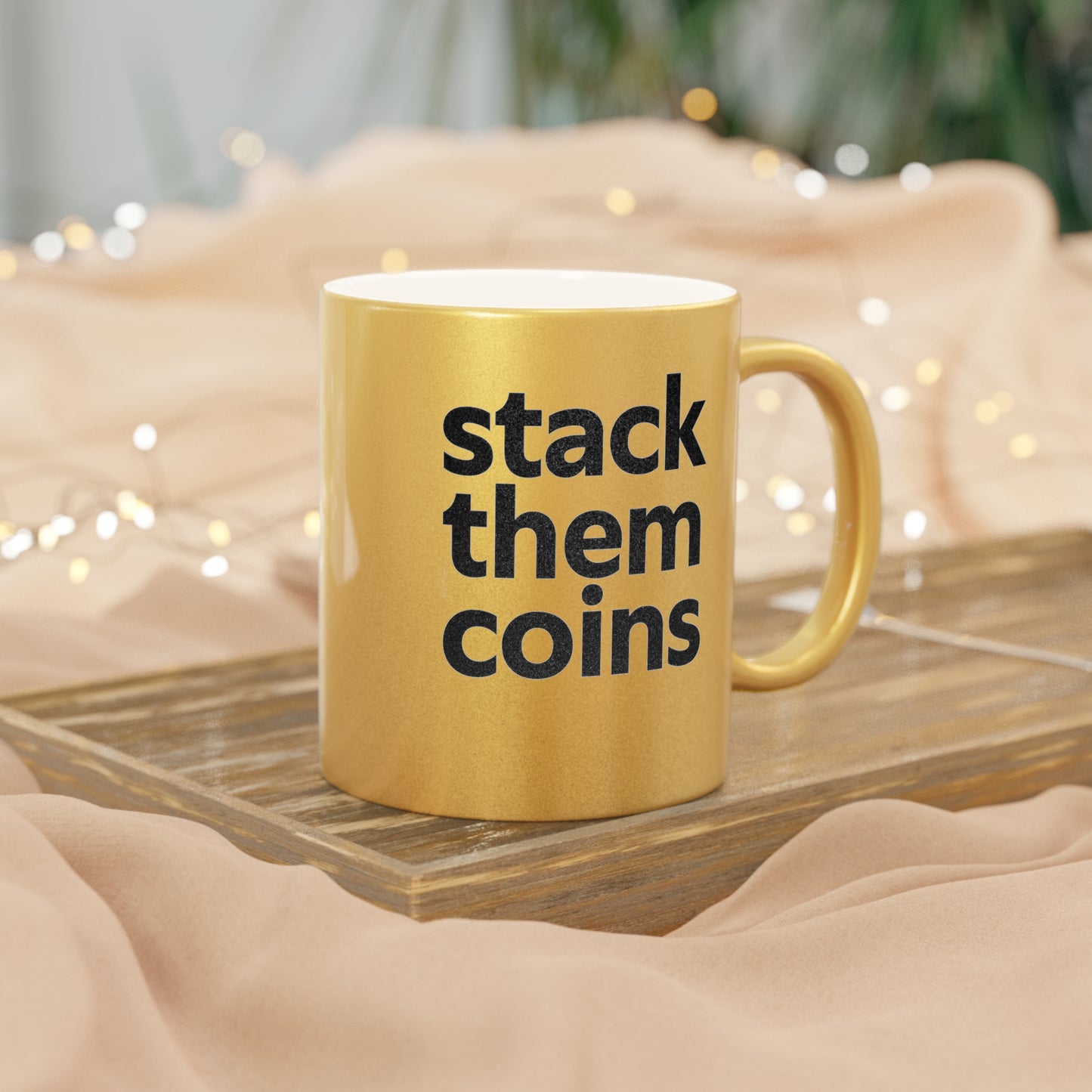 Metallic Bitcoin Mug - Ideal for Coffee Lovers, Unique Gift for Cryptocurrency Enthusiasts, Perfect for Home or Office Use, 11oz