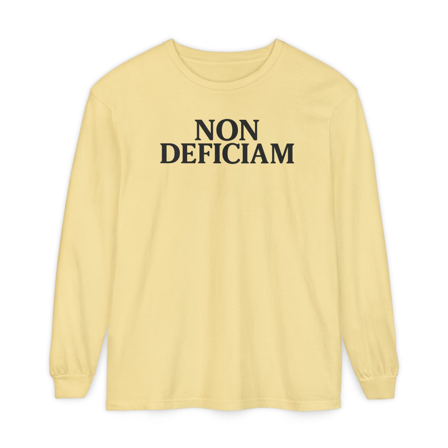 Non Deficiam; Latin "I Will Not Fail" Long Sleeve T-Shirt for Trendsetters, Men's Fashion Tee, Crypto Enthusiasts, Casual Wear, Statement Shirt