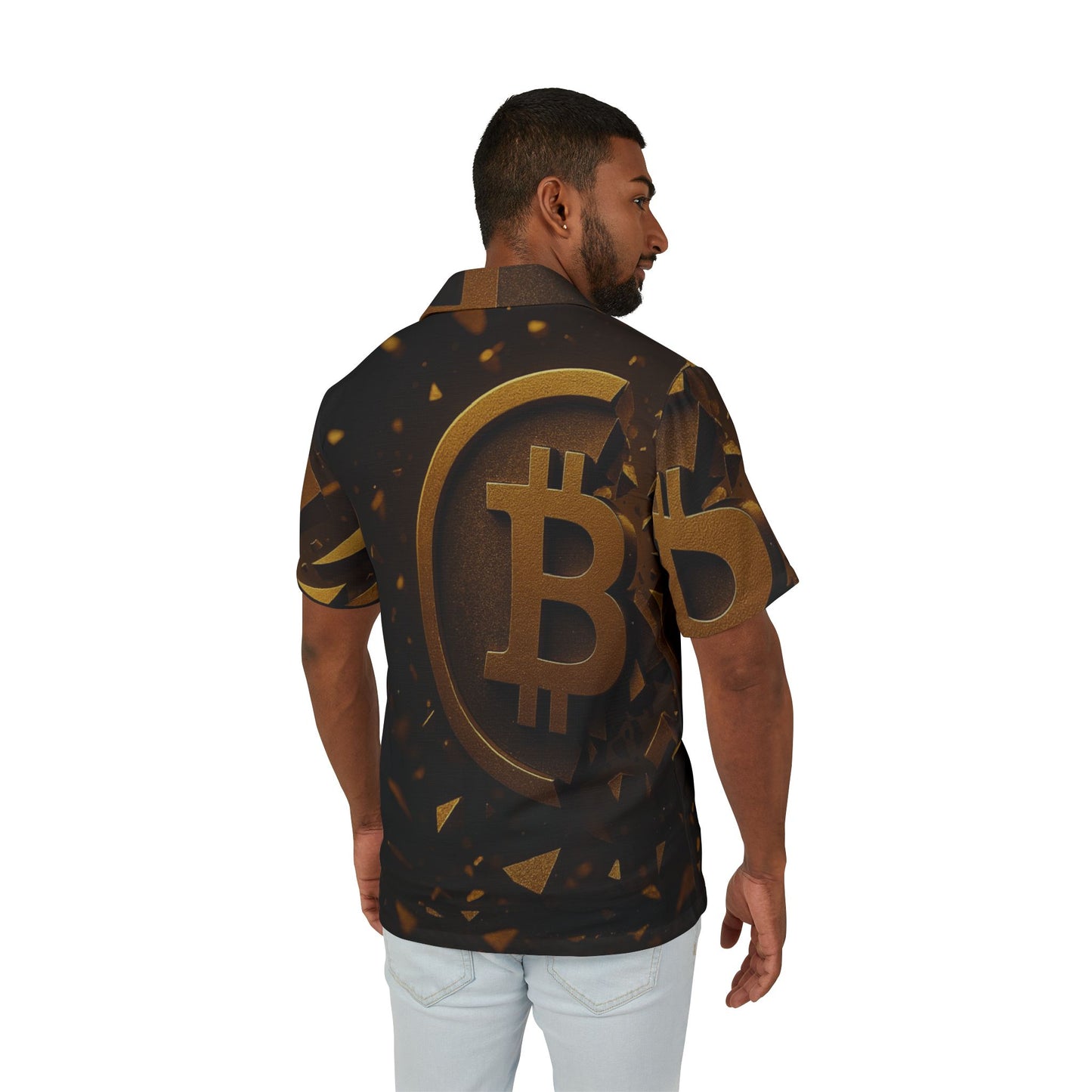 Bitcoin Hawaiian Camp Shirt, Cryptocurrency Summer Shirt, Beachwear, Vacation Shirt, Men's Stylish Top, Crypto Gifts