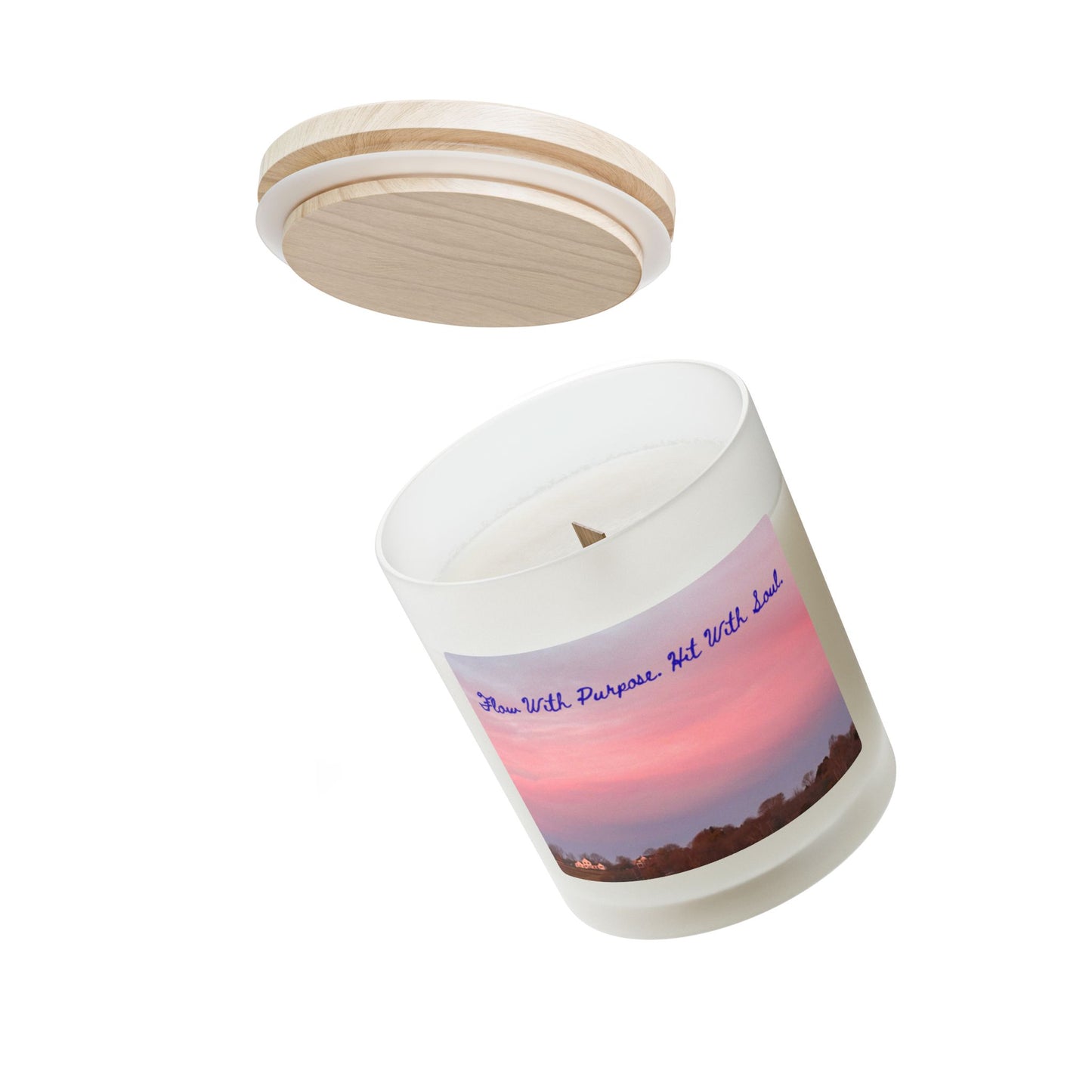Frosted Glass Candle — "Live With Purpose, Act With Love" Scented Jar (11oz)