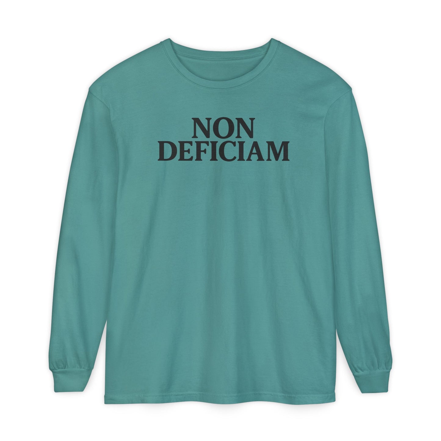 Non Deficiam; Latin "I Will Not Fail" Long Sleeve T-Shirt for Trendsetters, Men's Fashion Tee, Crypto Enthusiasts, Casual Wear, Statement Shirt