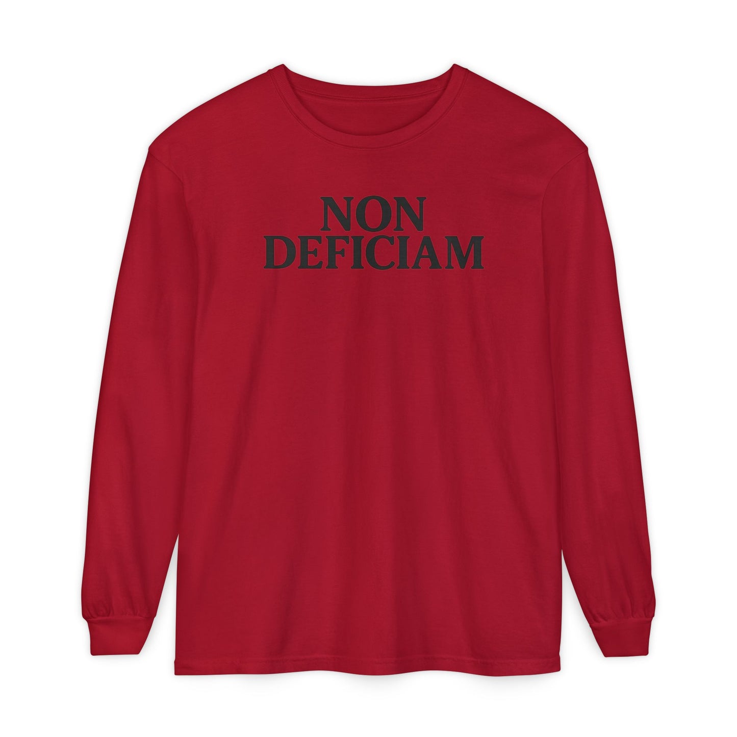 Non Deficiam; Latin "I Will Not Fail" Long Sleeve T-Shirt for Trendsetters, Men's Fashion Tee, Crypto Enthusiasts, Casual Wear, Statement Shirt