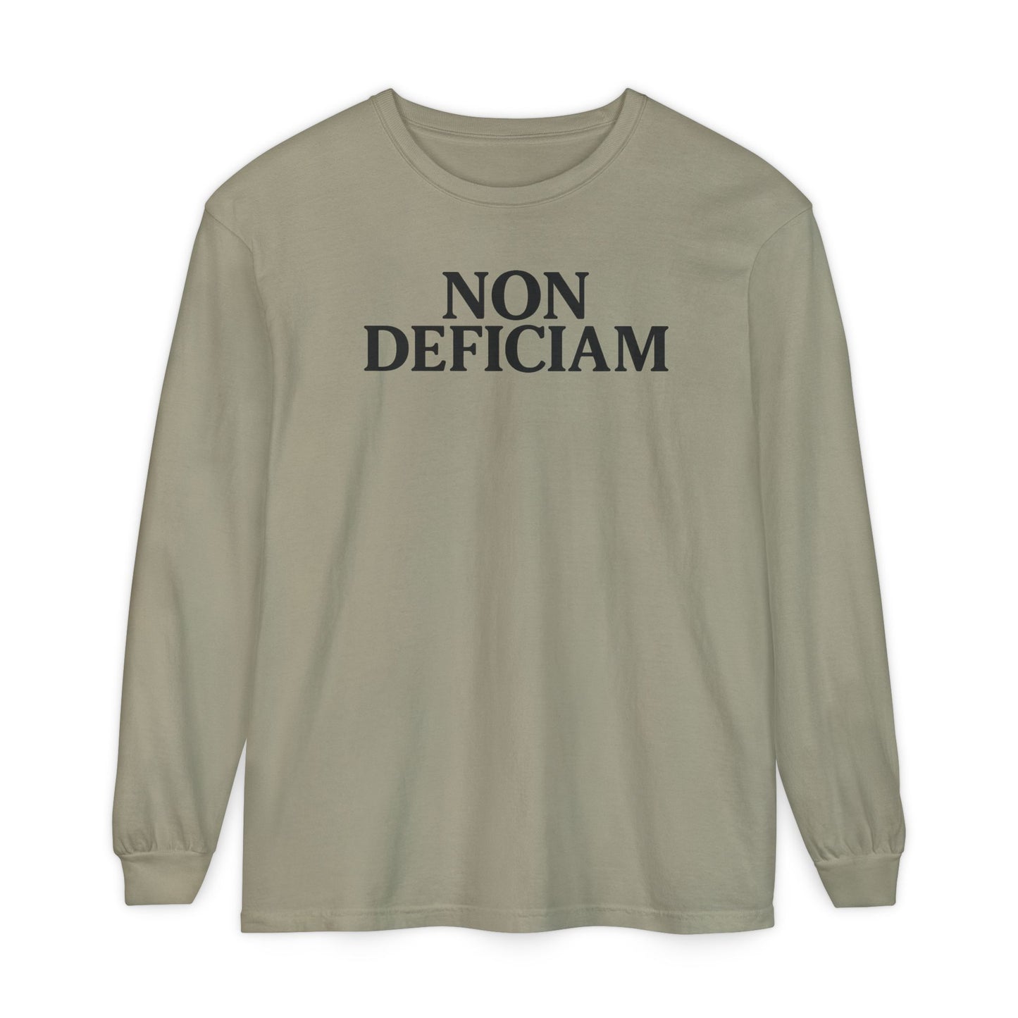 Non Deficiam; Latin "I Will Not Fail" Long Sleeve T-Shirt for Trendsetters, Men's Fashion Tee, Crypto Enthusiasts, Casual Wear, Statement Shirt