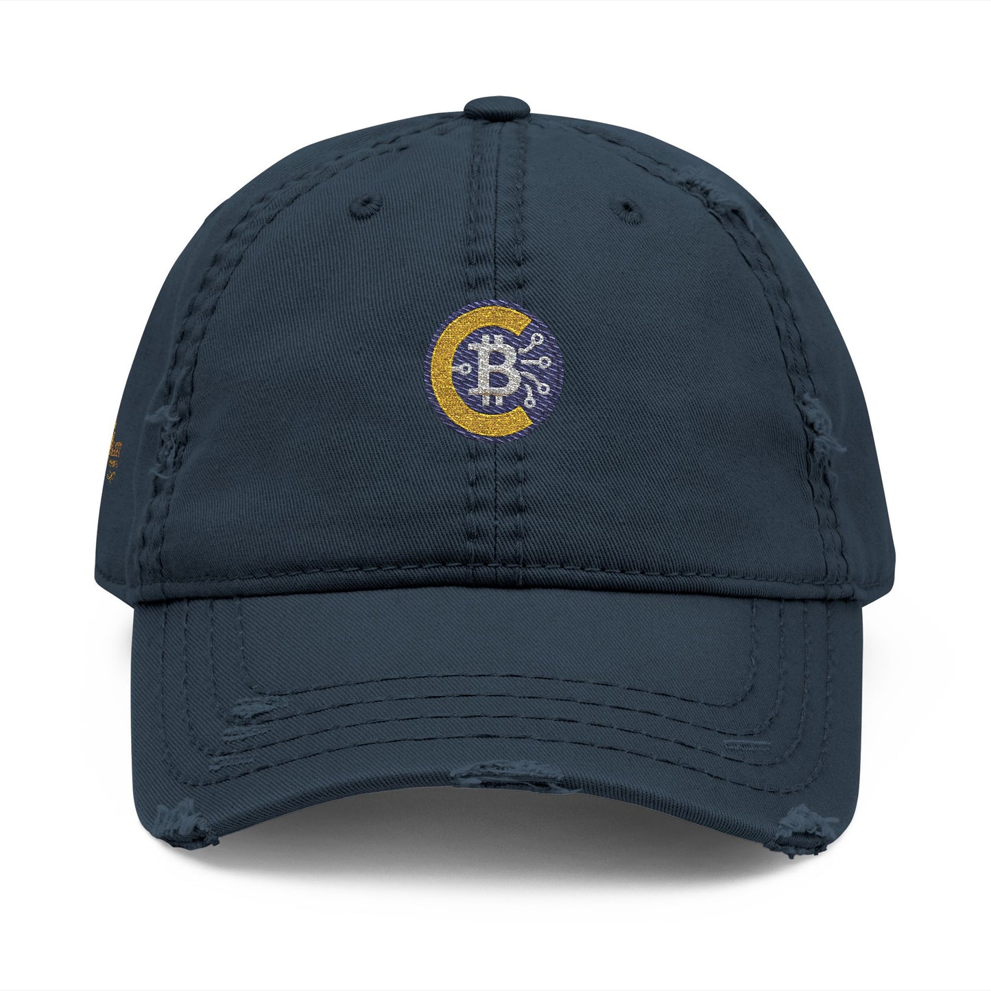 Bitcoin Hat; Distressed Hat with Bitcoin Embroidery, Casual Cap, Tech Enthusiasts, Adjustable Unisex Hat