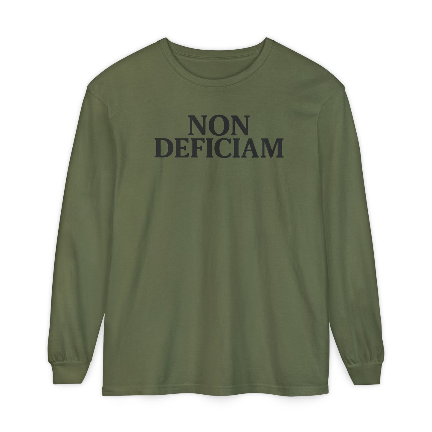 Non Deficiam; Latin "I Will Not Fail" Long Sleeve T-Shirt for Trendsetters, Men's Fashion Tee, Crypto Enthusiasts, Casual Wear, Statement Shirt