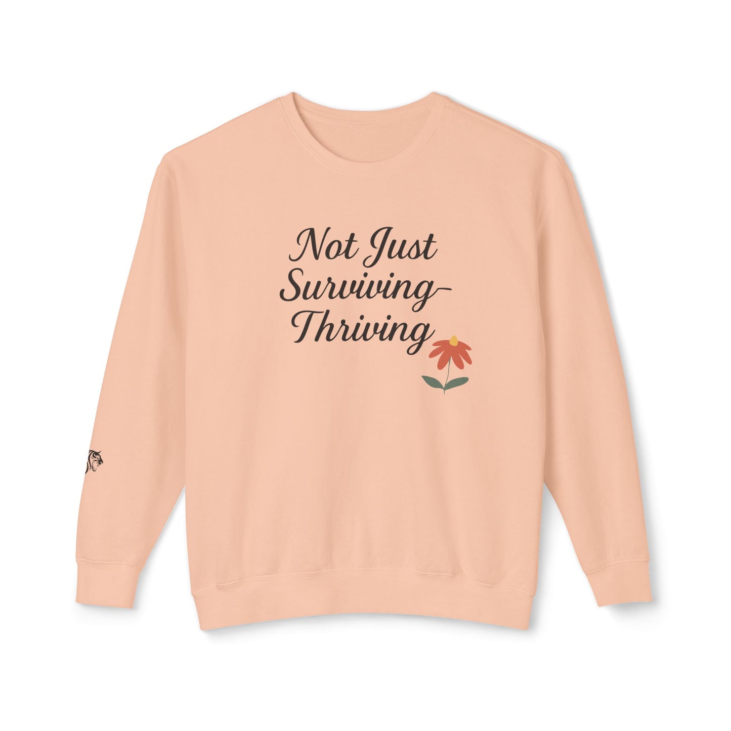 DV Awareness Crewneck Sweatshirt - Not Just Surviving, Thriving, Cozy for Resilience, Encouragement, Everyday Wear, Self-Care