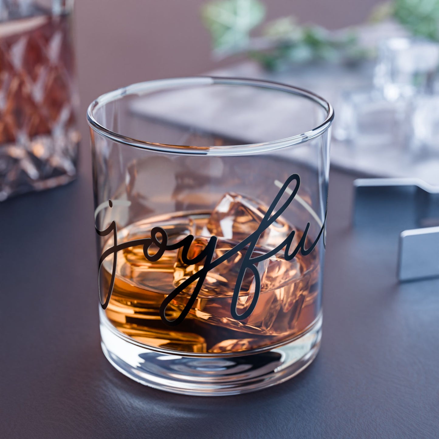 Joyful Rocks Glass | 10oz Whiskey Tumbler |Whiskey Fans, Home Bars, Collectors, Unique Decor Item