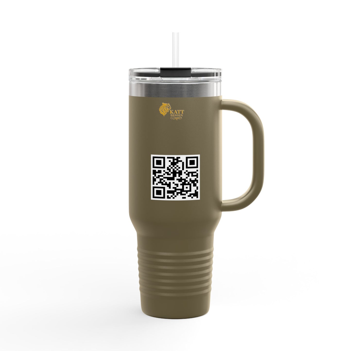 "Win With Guts"; Japanese - Insulated Travel Mug with Strength Motif - Coffee Lovers, Gifts, Hydration, Outdoor Adventures
