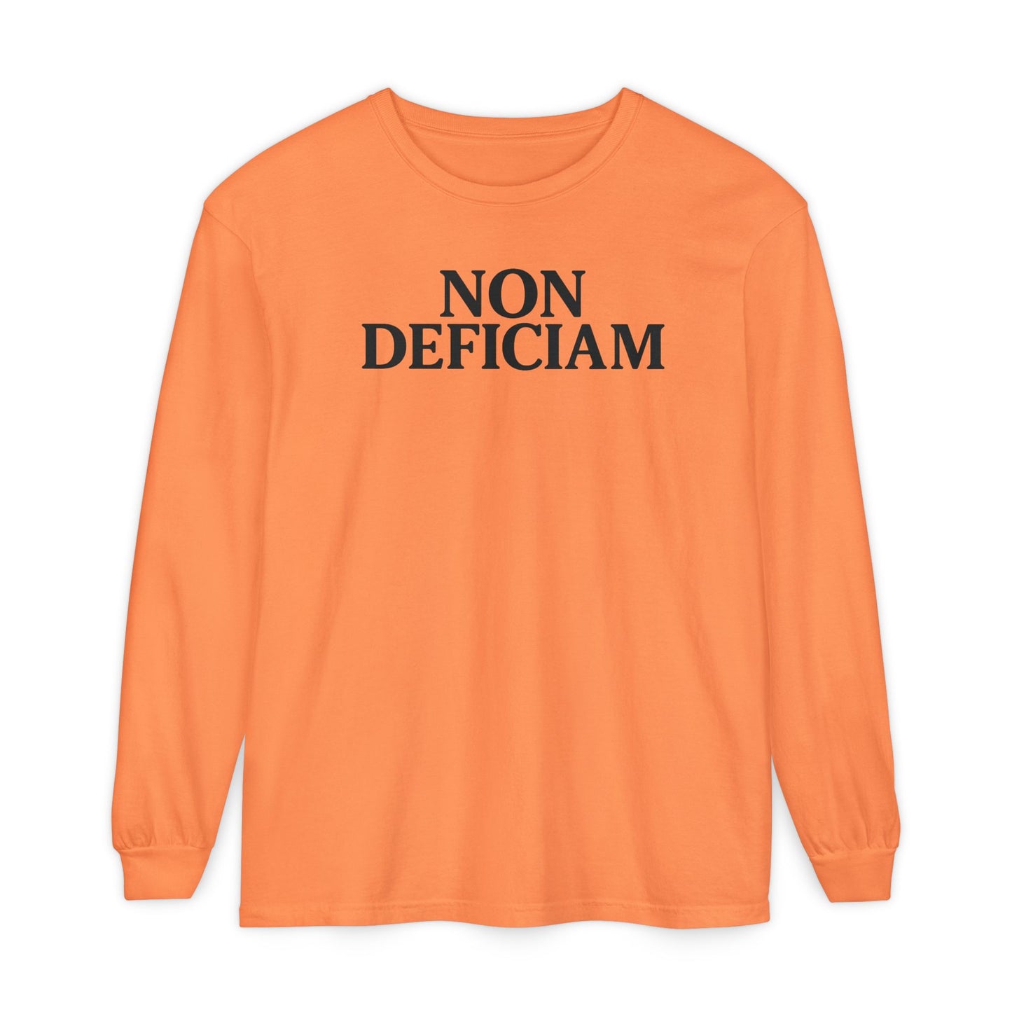 Non Deficiam; Latin "I Will Not Fail" Long Sleeve T-Shirt for Trendsetters, Men's Fashion Tee, Crypto Enthusiasts, Casual Wear, Statement Shirt