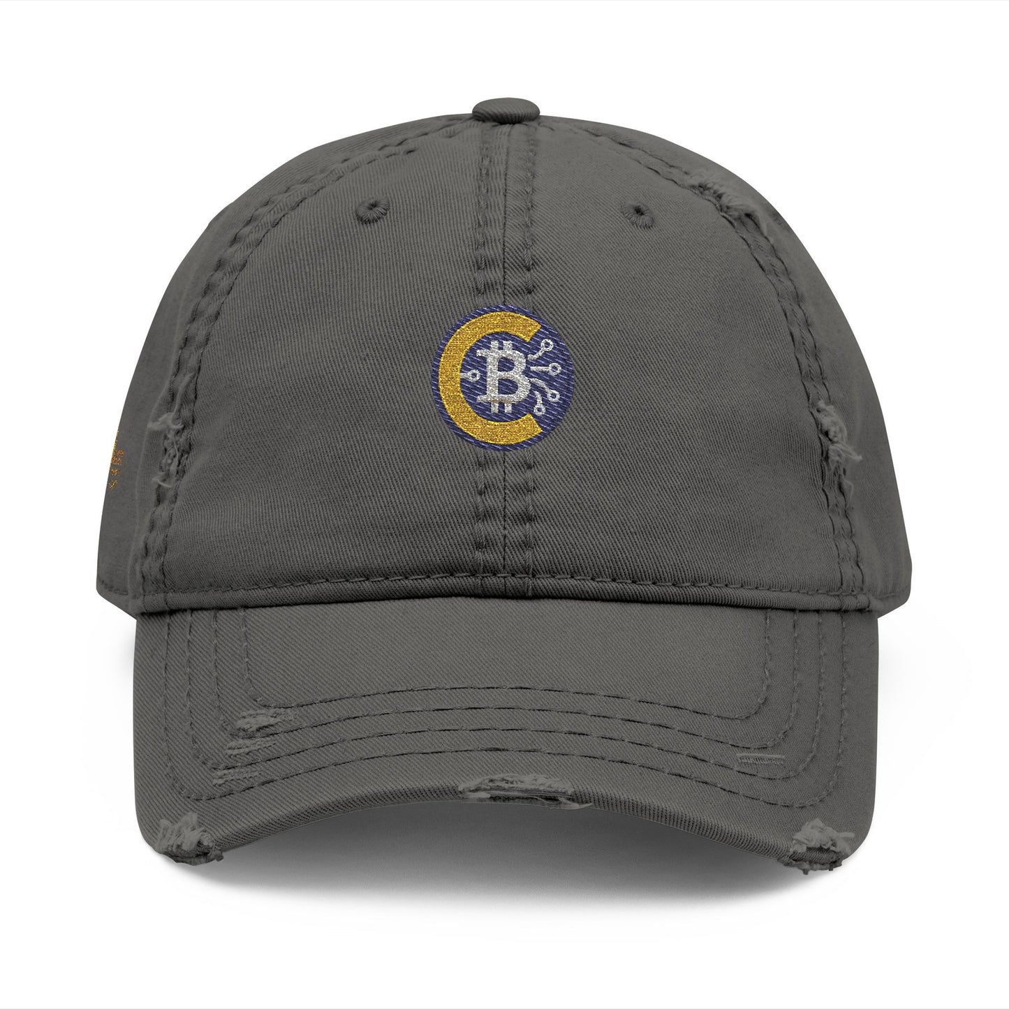 Bitcoin Hat; Distressed Hat with Bitcoin Embroidery, Casual Cap, Tech Enthusiasts, Adjustable Unisex Hat