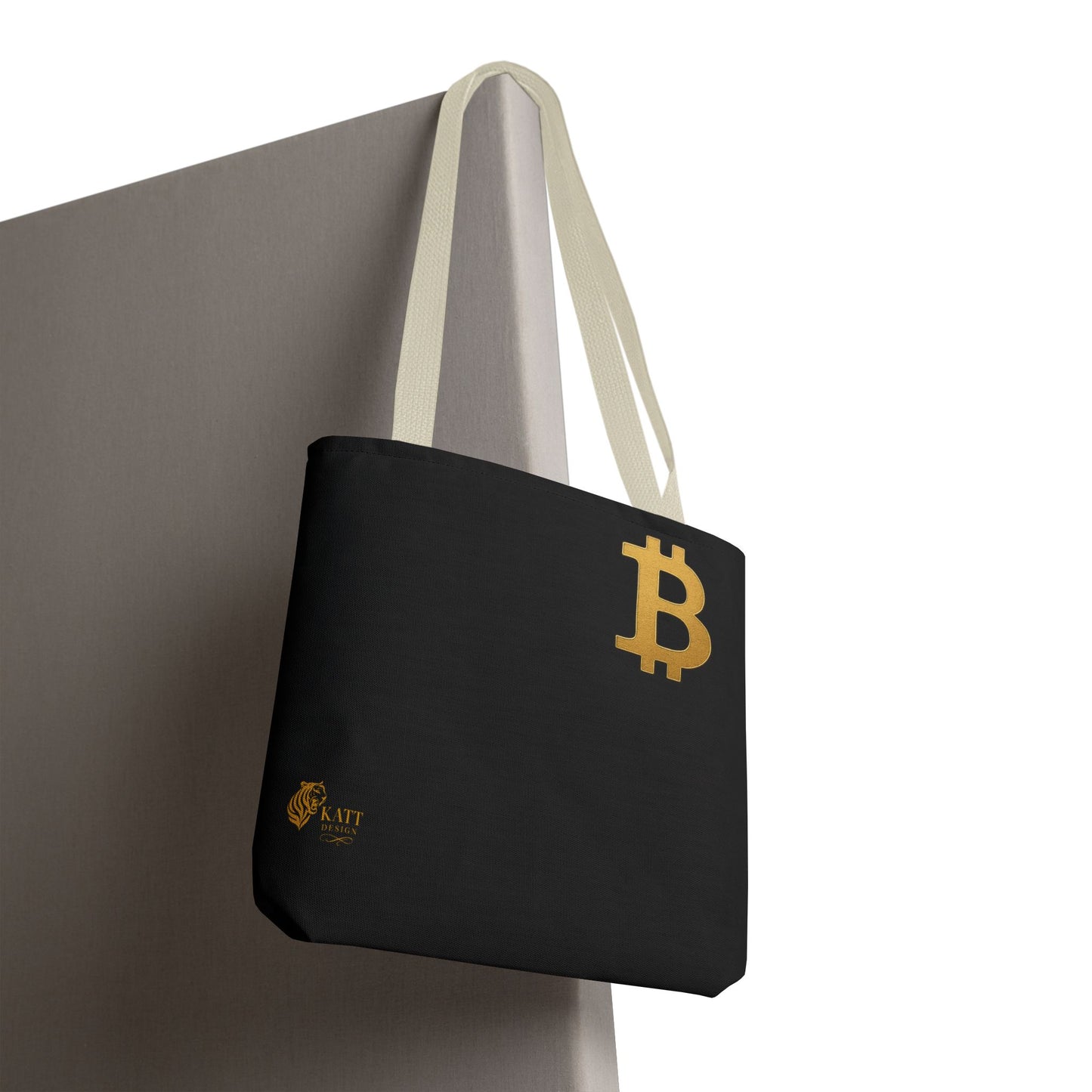 KATT Design, LLC - Cryptocurrency Tote Bag, Bitcoin, Eco-Friendly, Stylish Networker, AOP Design, Perfect for Tech Lovers