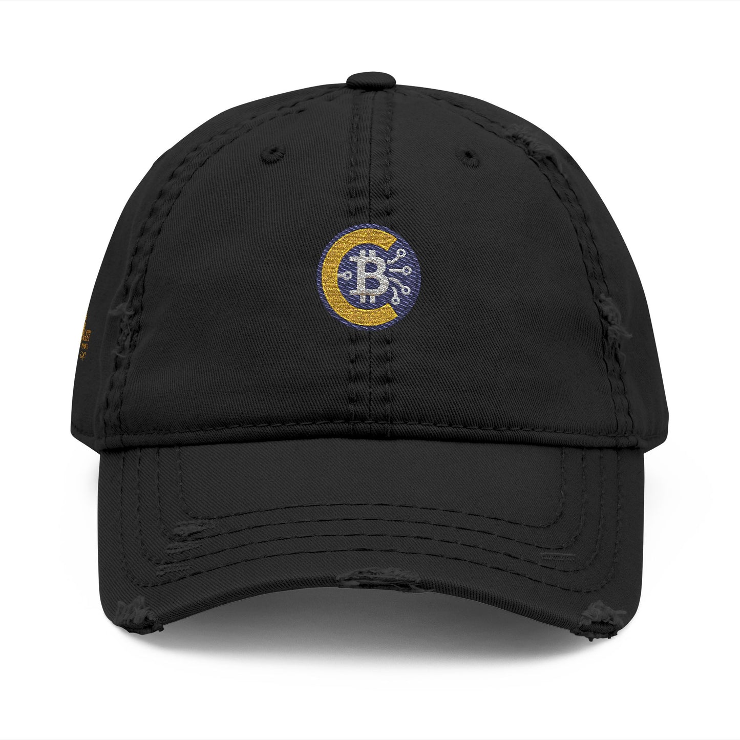 Bitcoin Hat; Distressed Hat with Bitcoin Embroidery, Casual Cap, Tech Enthusiasts, Adjustable Unisex Hat