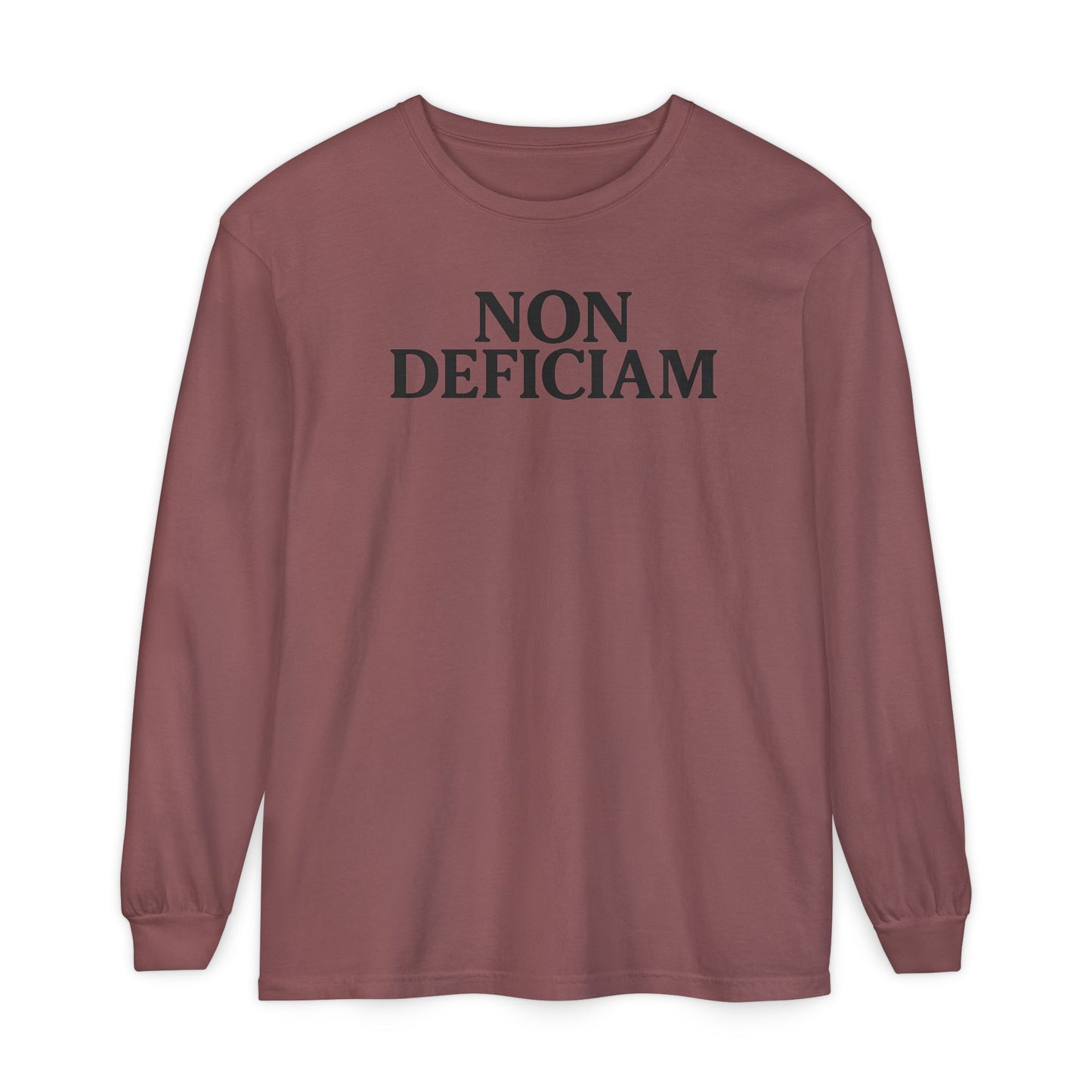Non Deficiam; Latin "I Will Not Fail" Long Sleeve T-Shirt for Trendsetters, Men's Fashion Tee, Crypto Enthusiasts, Casual Wear, Statement Shirt