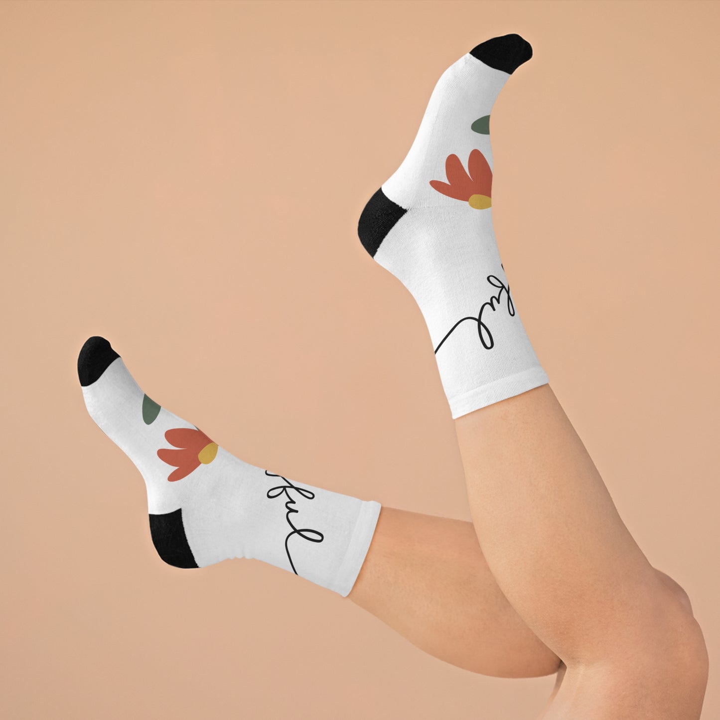 Joyful Floral Recycled Poly Socks - Eco-Friendly Gift, Everyday Wear, Sustainable Fashion, Positive Vibes, Floral Pattern, Sustainable Gifts