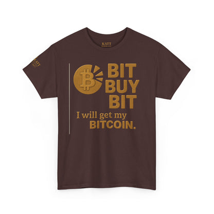 Camiseta unisex de algodón grueso con la frase "Bit Buy Bit" (Bitcoin)
