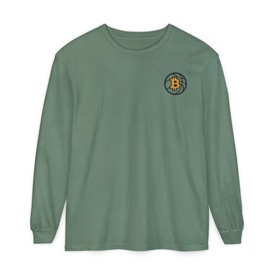 Camiseta de manga larga de baloncesto Bitcoin: ropa informal, estilo minimalista, comodidad para el día a día, prendas básicas de calle.