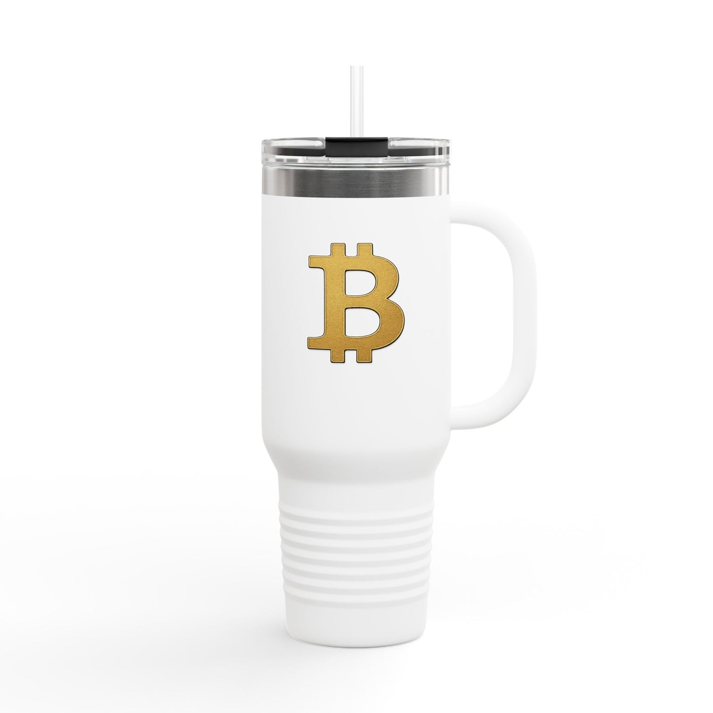 Bitcoin/Crypto - KATT Design, LLC - Insulated Travel Mug with Strength Motif - Coffee Lovers, Gifts, Hydration, Outdoor Adventures
