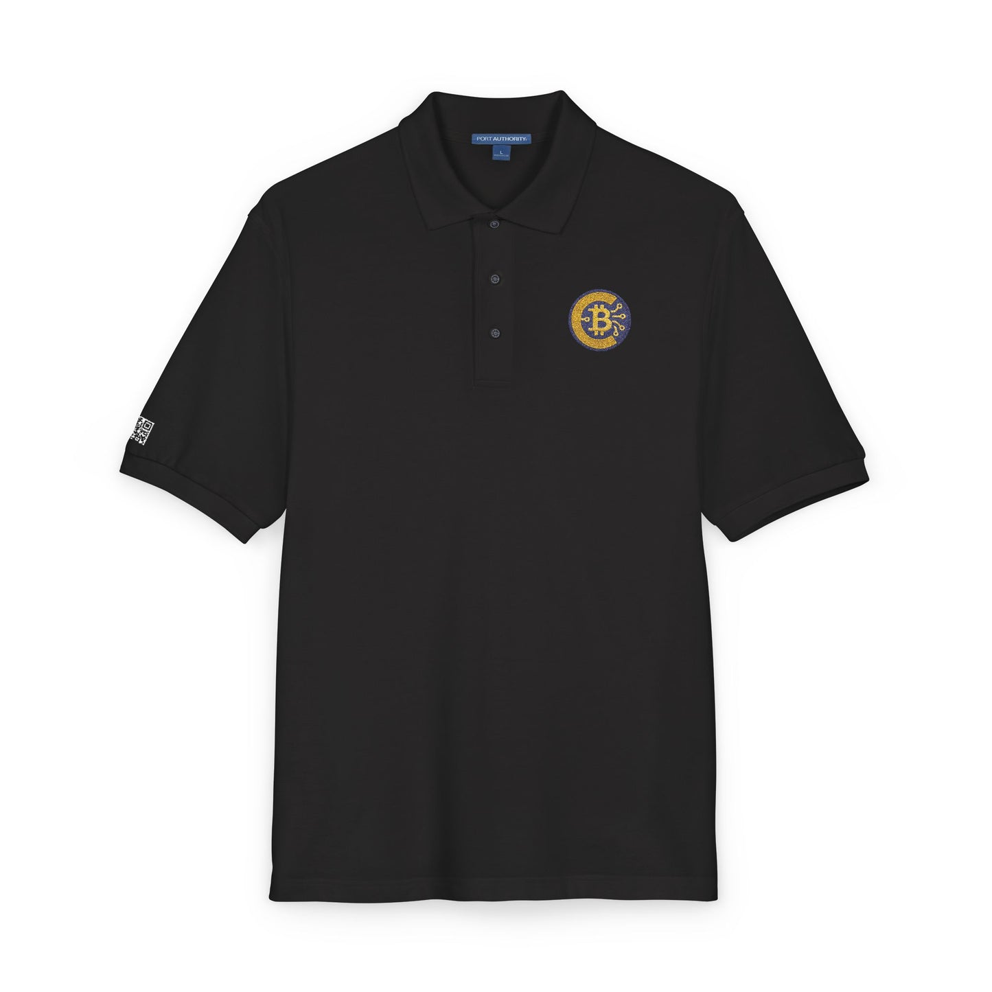 Crypto-Bitcoin Embroidered Polo Shirt, Casual Wear, Gift for Him, Everyday Outfit, Golf Fashion