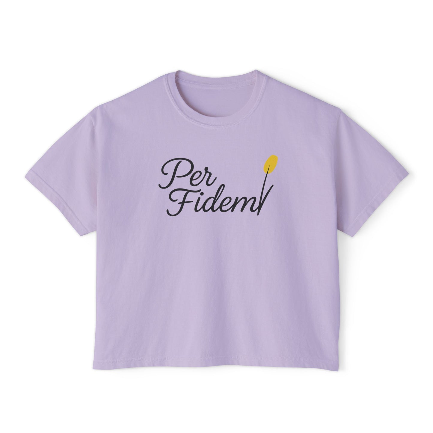 Per Fidem; Through FAITH - Women's Boxy Tee, Inspirational Graphic Tee, Gift, Everyday Wear, Motivational Shirt