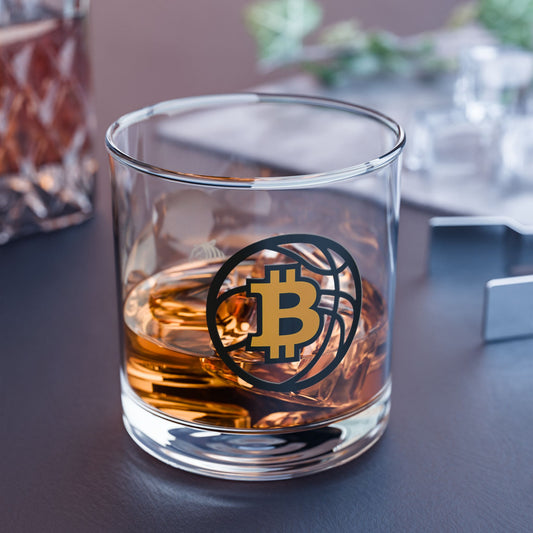 Bitcoin Basketball Rocks Glass | 10oz Whiskey Tumbler | Sports Fans, Home Bars, Collectors, Unique Decor Item