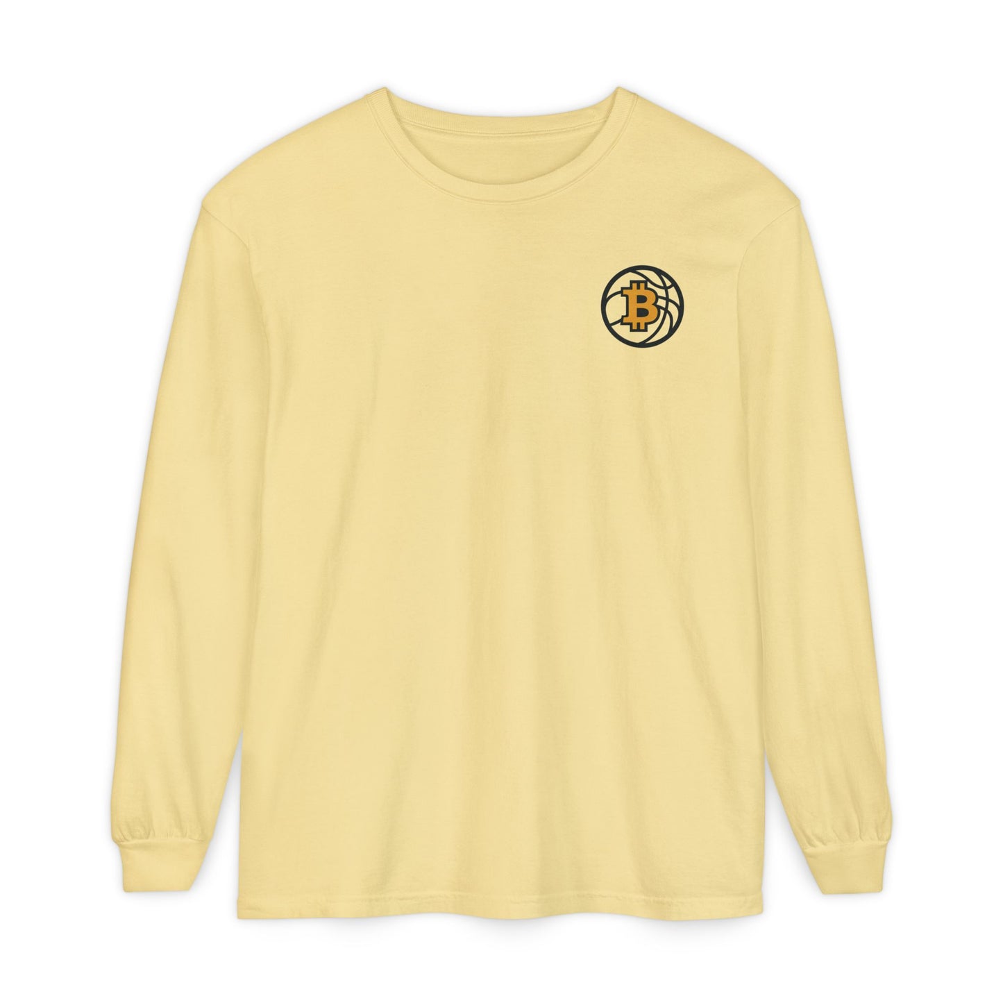 Bitcoin Basketball Long Sleeve T-Shirt - Casual Wear, Minimalist Style, Everyday Comfort, Streetwear Essentials