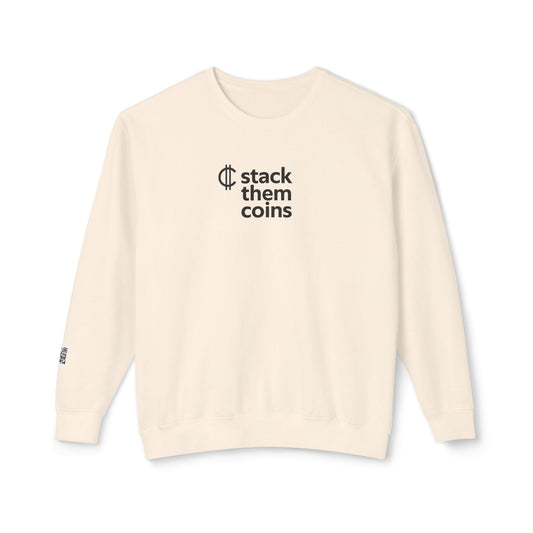 Cryptocurrency/Bitcoin Crewneck Sweatshirt - Stack Them Coins, Cozy for Saving, Crypto Enthusiast, Everyday Wear, Bitcoin Enthusiast