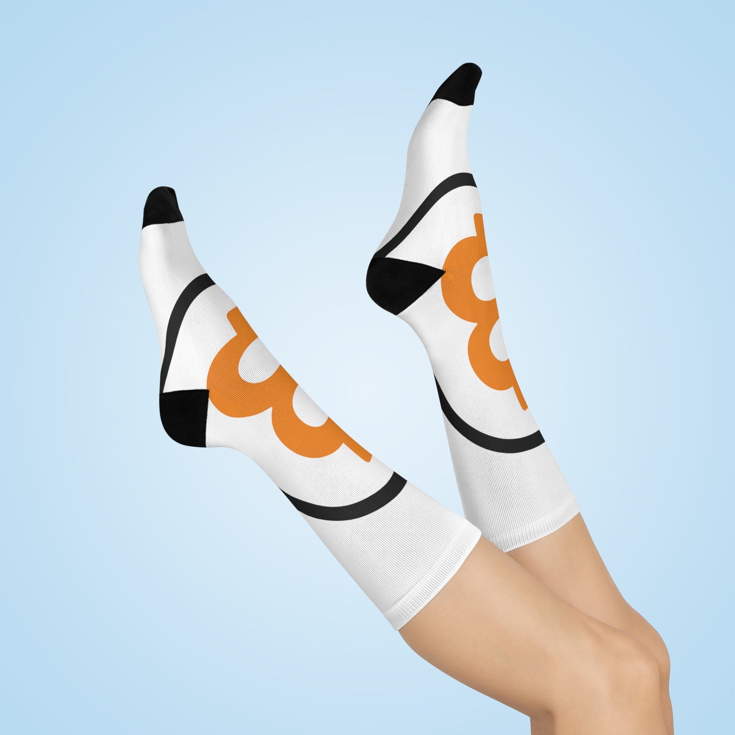 Bitcoin-themed Cushioned Crew Socks, Gift for Crypto Enthusiasts, Trendy Socks, Unique Socks, Cryptocurrency Accessories