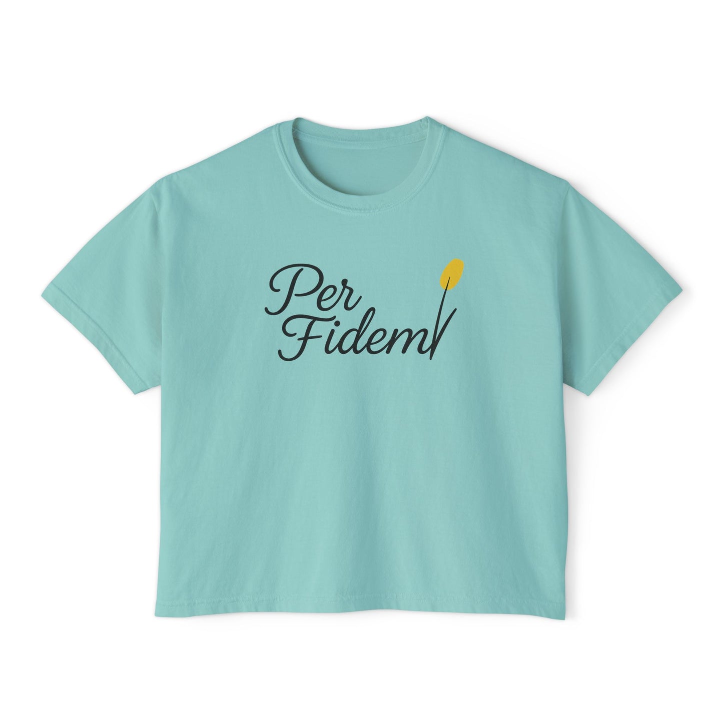 Per Fidem; Through FAITH - Women's Boxy Tee, Inspirational Graphic Tee, Gift, Everyday Wear, Motivational Shirt