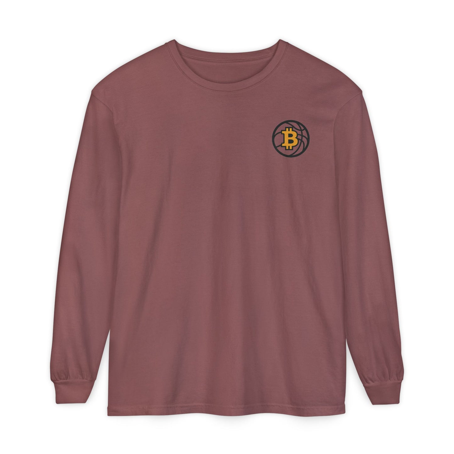 Bitcoin Basketball Long Sleeve T-Shirt - Casual Wear, Minimalist Style, Everyday Comfort, Streetwear Essentials