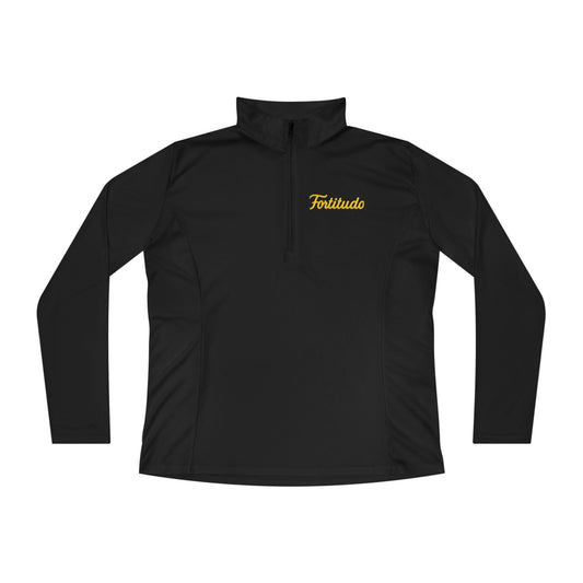 Fortitudo; "Strength, Endurance, Courage" -Elegant Quarter-Zip Pullover - Stylish Athletic Wear, Casual Outerwear, Sports Pullover, Personalized Style