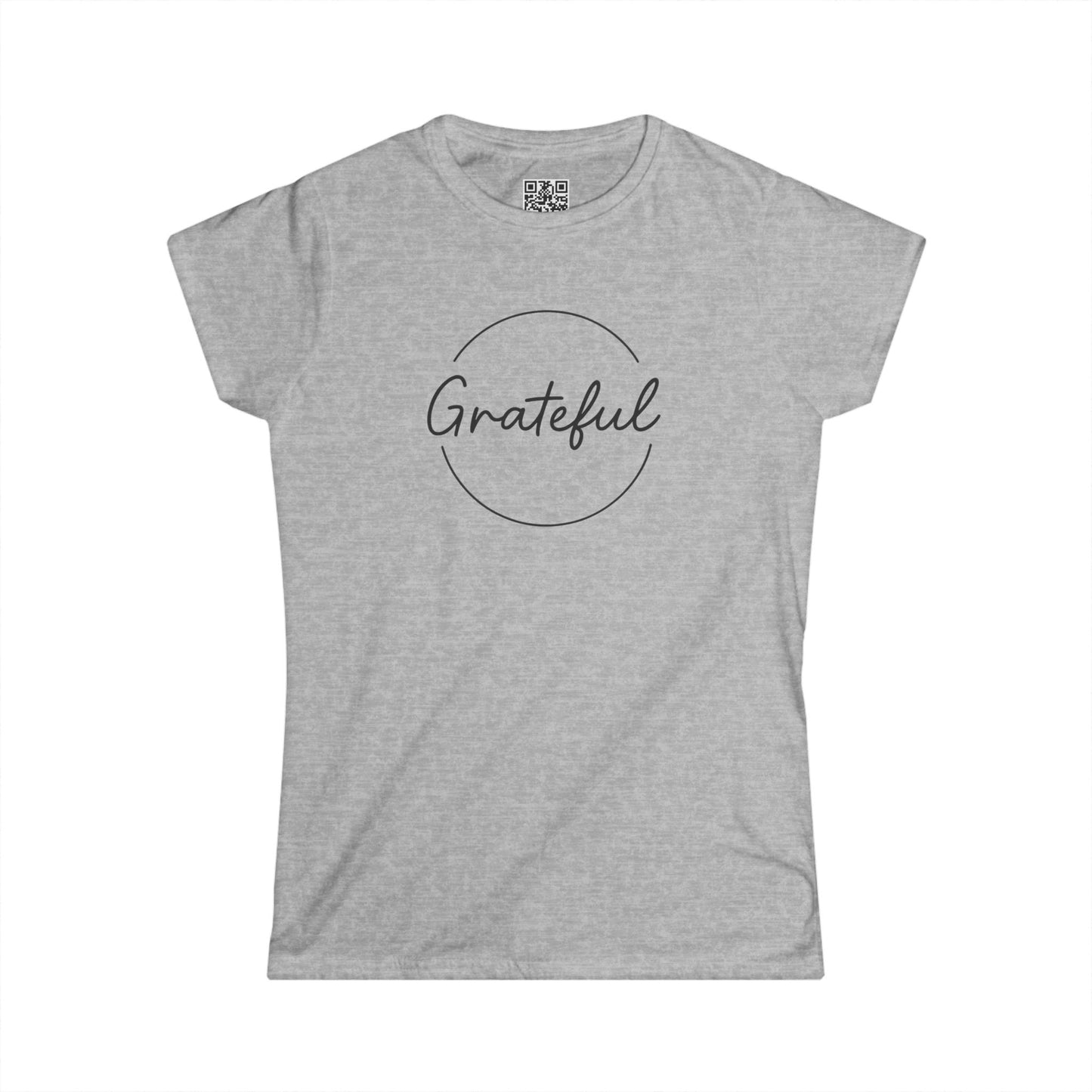 Grateful Women’s Softstyle Tee – Perfect for Everyday Wear, Gifts, Casual Outfits, Eco-Friendly Fashion, Inspirational Quote Shirt