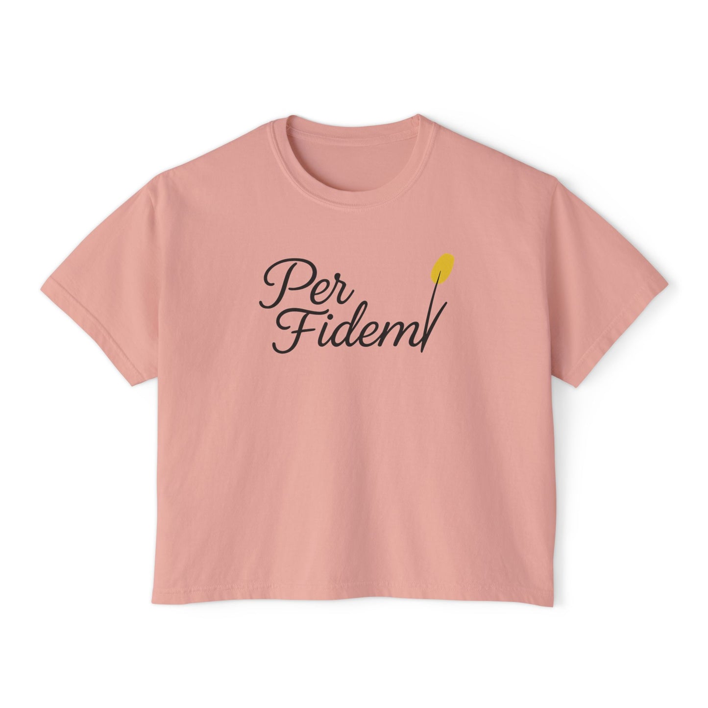 Per Fidem; Through FAITH - Women's Boxy Tee, Inspirational Graphic Tee, Gift, Everyday Wear, Motivational Shirt