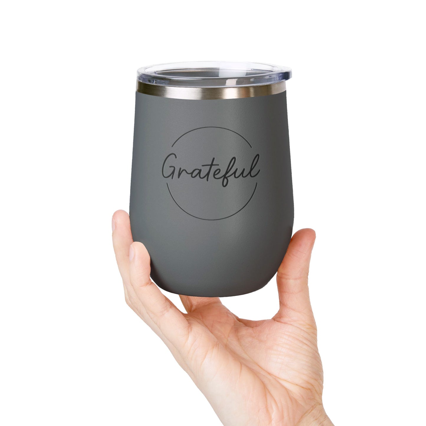 Grateful Wine Tumbler | 12oz Stainless Steel Insulated Cup, Birthday Gift, Wine Lover's Gift, Outdoor Events, Bachelorette Party Favor