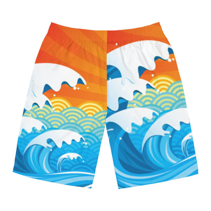 Shorts de tabla con olas oceánicas vibrantes | Perfectos para días de playa, diversión de verano, fiestas en la piscina, ropa de vacaciones y trajes de baño para hombre 