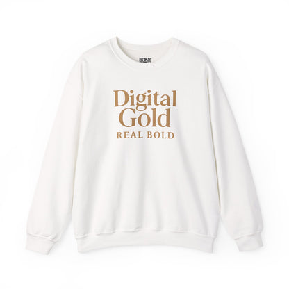 Sudadera de cuello redondo con diseño dorado digital: moda acogedora, regalo para amantes de la tecnología, cumpleaños y ropa informal, comodidad y estilo para el día a día. 