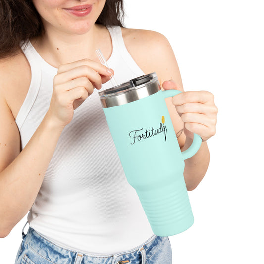 Fortitudo; "Strength" KATT Design, LLC - Insulated Travel Mug with Strength Motif - Perfect for Coffee Lovers, Gifts, On-the-Go Hydration, Outdoor Adventures