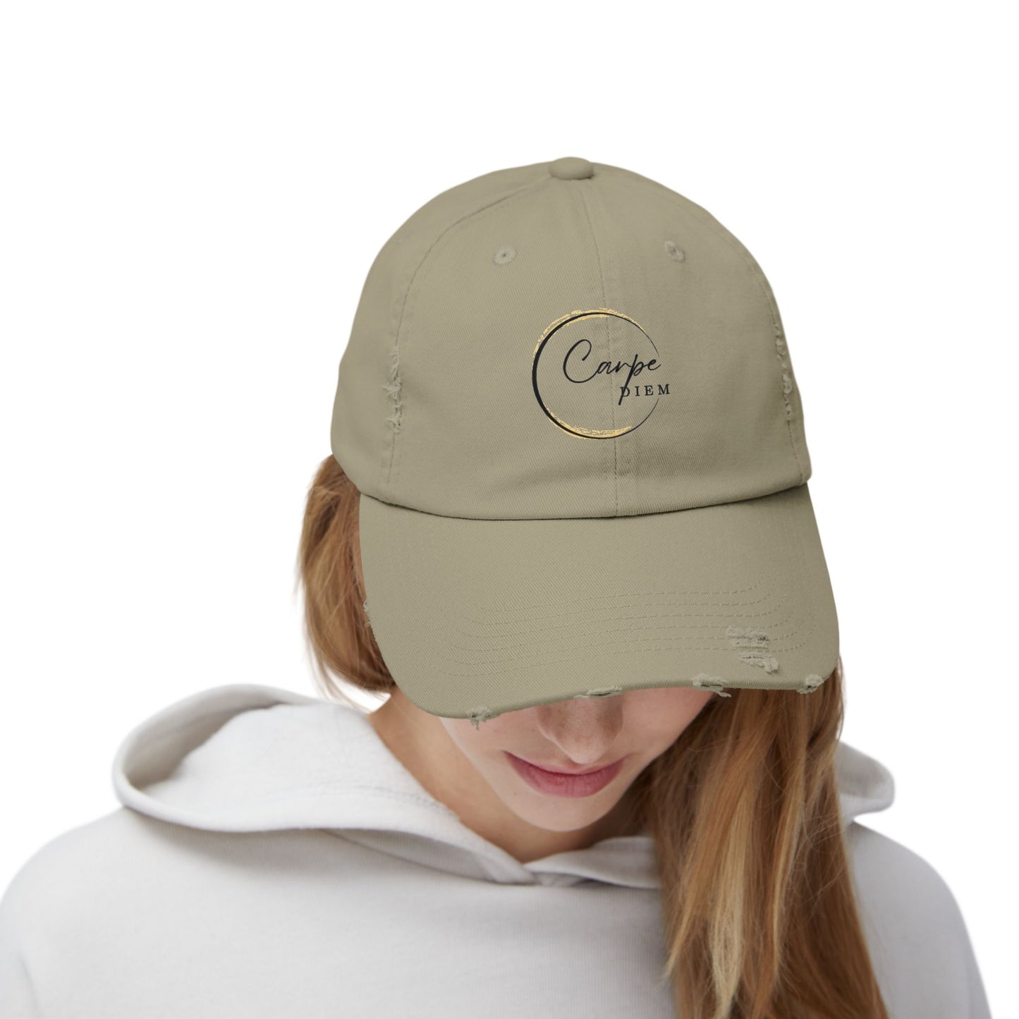 Gorra desgastada: Carpe Diem; "Aprovecha el día" - Gorra, ropa informal, regalo elegante, accesorio de verano, prenda inspiradora 
