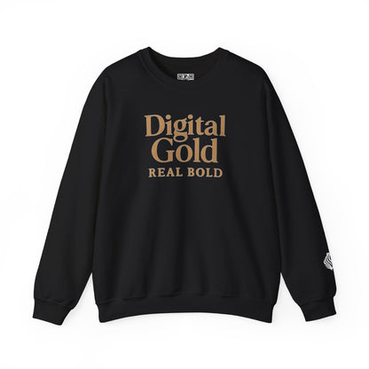 Sudadera de cuello redondo con diseño dorado digital: moda acogedora, regalo para amantes de la tecnología, cumpleaños y ropa informal, comodidad y estilo para el día a día. 