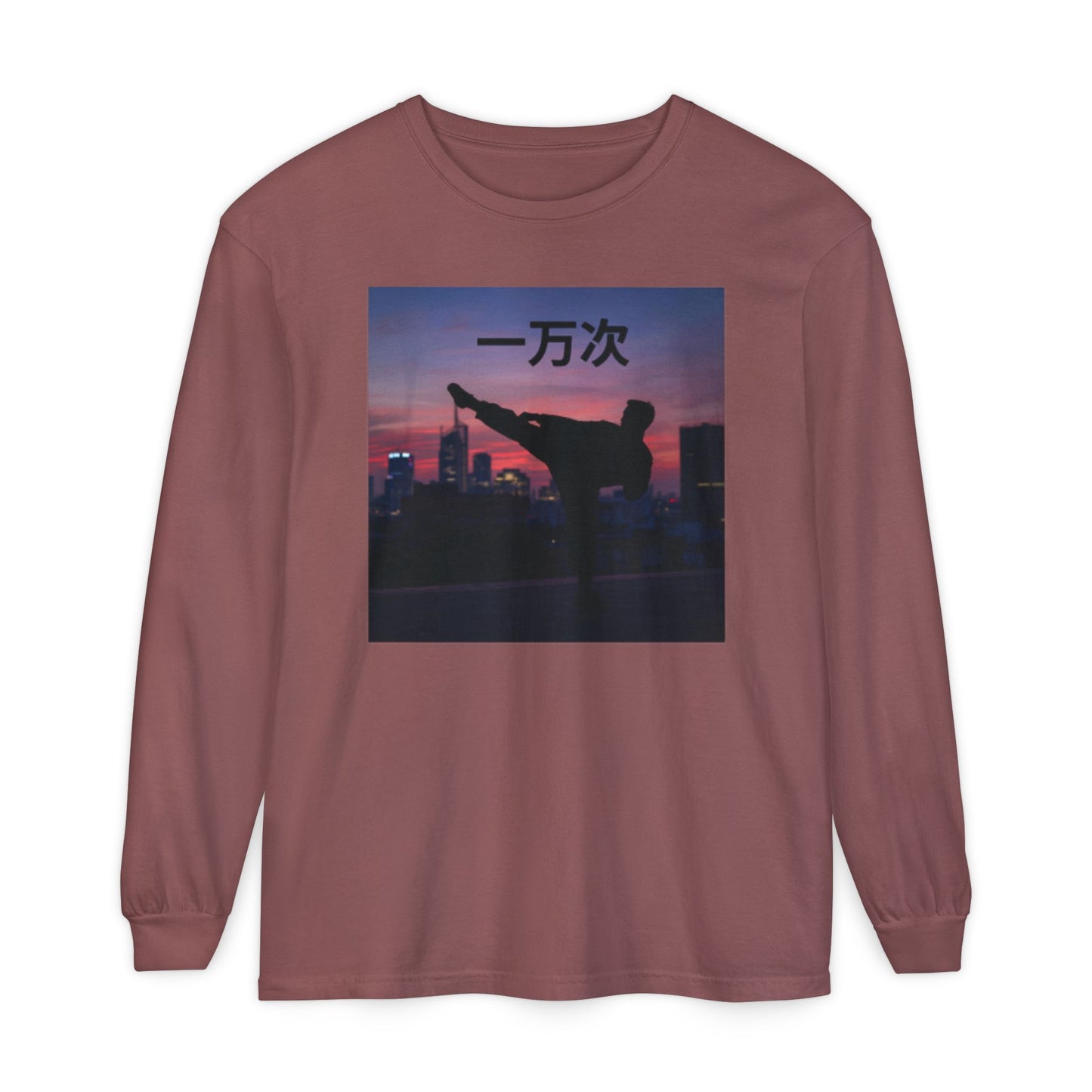 "Ten Thousand Times" - Urban Chic Long Sleeve T-Shirt, Streetwear Tee, Graphic Tee, Casual Outfit, Stylish Layering Top