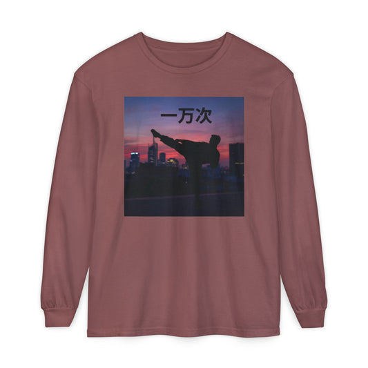 "Ten Thousand Times" - Urban Chic Long Sleeve T-Shirt, Streetwear Tee, Graphic Tee, Casual Outfit, Stylish Layering Top