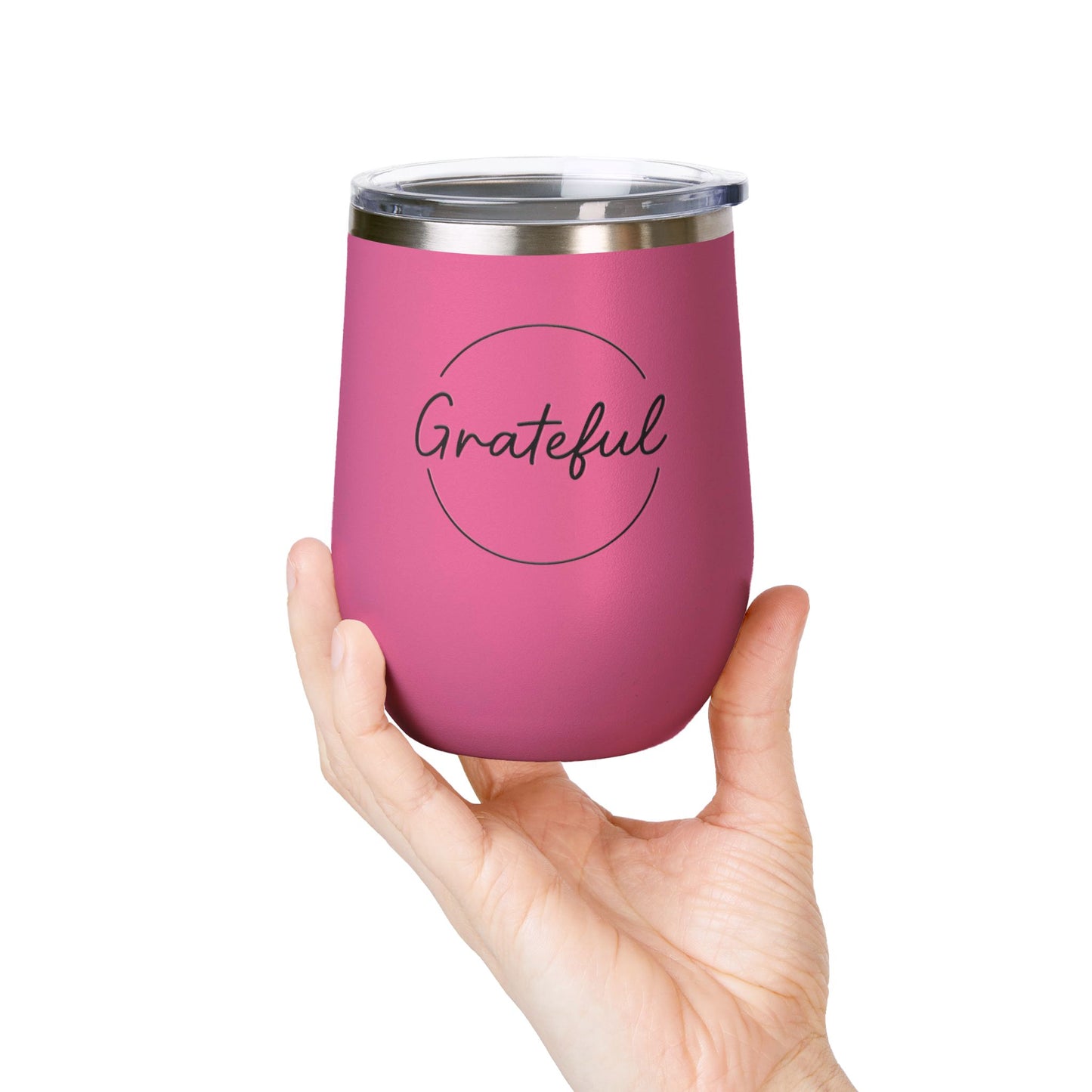 Grateful Wine Tumbler | 12oz Stainless Steel Insulated Cup, Birthday Gift, Wine Lover's Gift, Outdoor Events, Bachelorette Party Favor