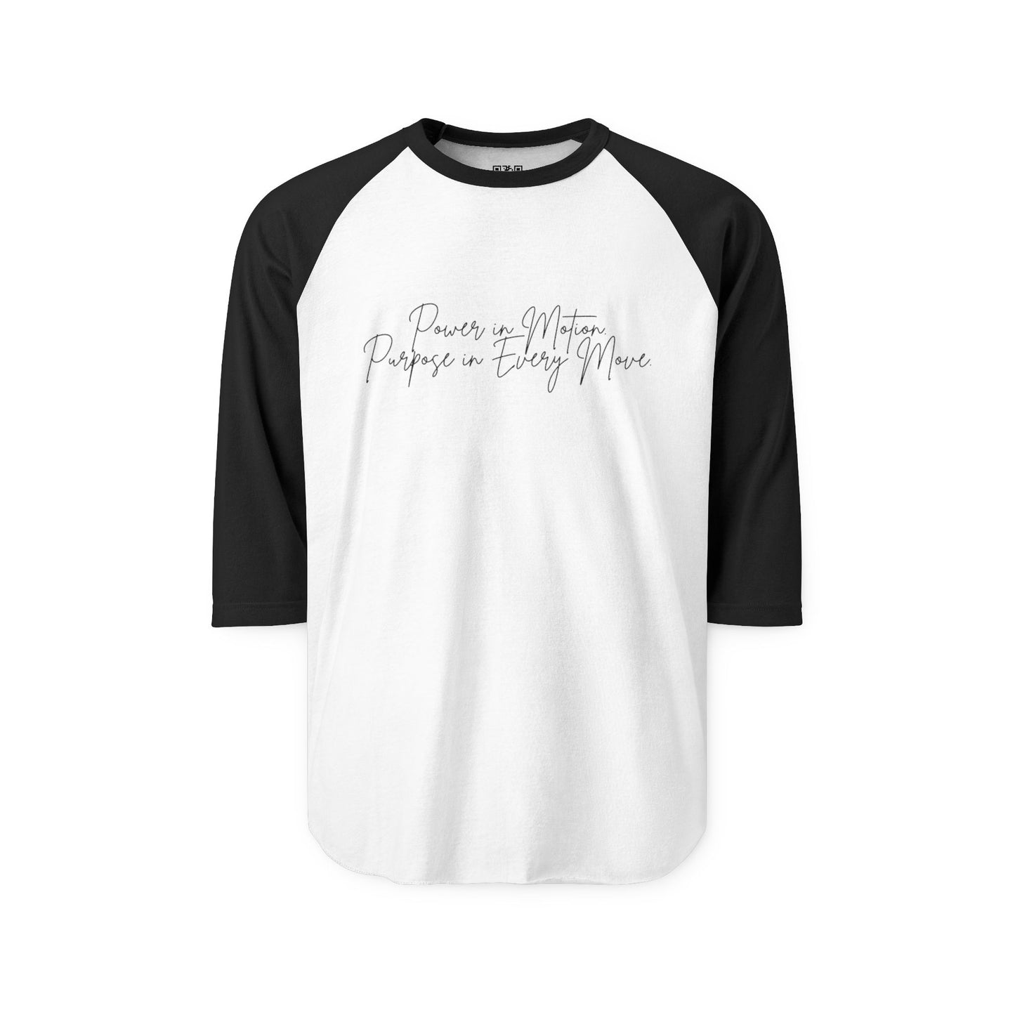 Power In Motion - Inspiring Quote Unisex Three-Quarter Sleeve Raglan Shirt