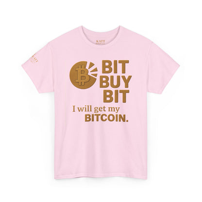 Camiseta unisex de algodón grueso con la frase "Bit Buy Bit" (Bitcoin)