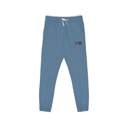 Washed Fleece Sweatpants — "Strength" Chinese Saying Graphic Joggers